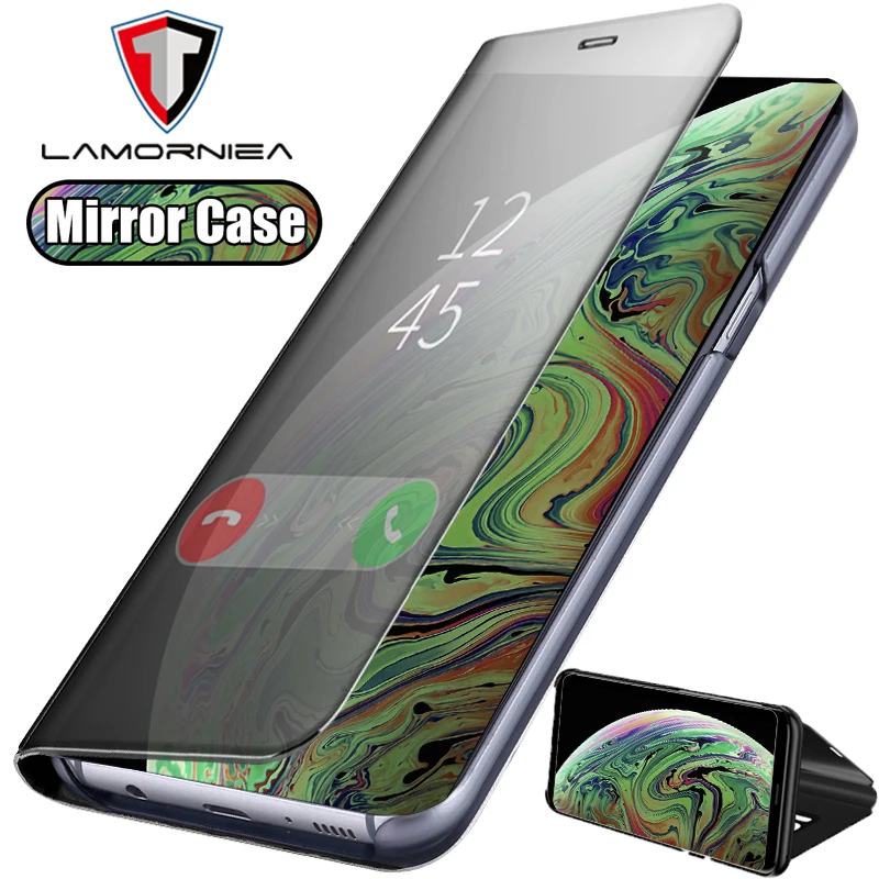 Роскошный зеркальный флип чехол для iPhone 8 7 6 6S Plus XR XS Max X кожаный держатель 11 Pro MAX