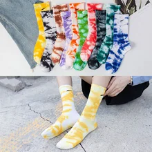 New Fashion Tie-dye Men and Women Socks Cotton Colorful Vortex Hook 19 Styles HipHop Skateboard Funn
