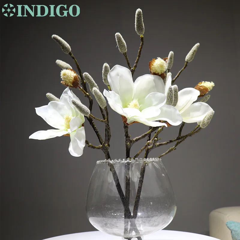 

INDIGO- Wholesale 100pcs Real Touch Magnolia Bud Wedding Plastic Flower Orchids Bouquet Flower Floral Event Party Decoration
