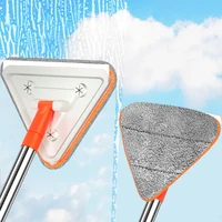 home triangular glass wiper with long handle telescopic rod multifunctional mini lazy spin mop window glass wiper cleaning tool