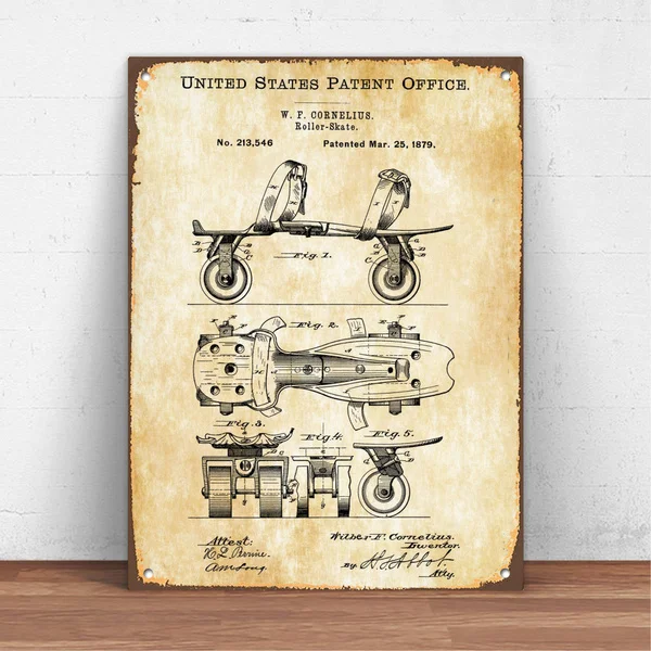

Vintage Roller Skate Patent Metal Tin Sign Metal Sign Wall Decor Fashion Art Decor Poster,Man Cave,Garage,Bar,Pub