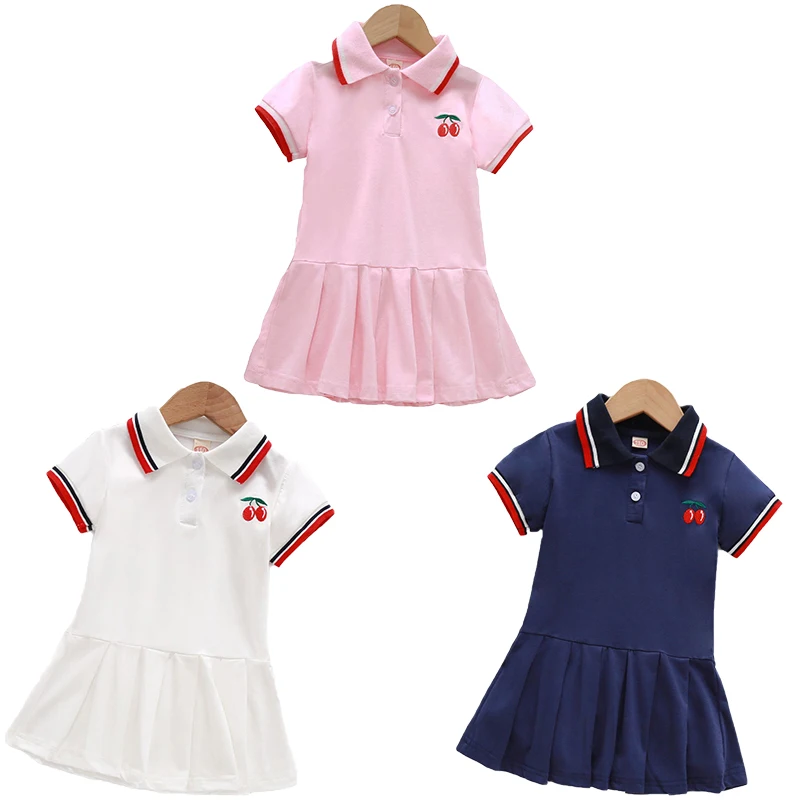 

2021 Summer Lapel Dress Light Rainbow Girls Clothes Short-sleeved Children's Pleated Skirt Casual Children's Wear