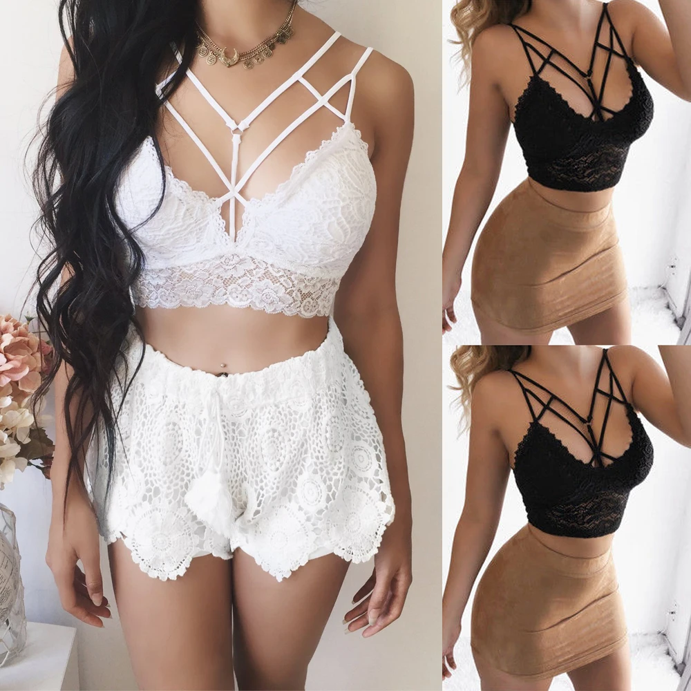 

Brand New Women Sexy Deep V Neck Tanks top Lace Short Crop Top Vest Camisole Shirt Underwear