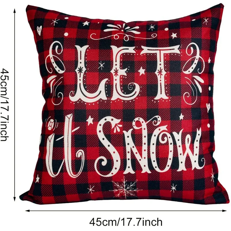 

Christmas Pillow Covers Plaid Linen Pillow Case Merry Christmas Decoration Snowflake Deer Throw Cushion Cover Set