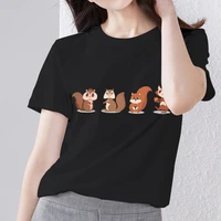 all match womens t shirt cartoon animal graphic series short sleeve tops classic black o neck dropshipping female clothes