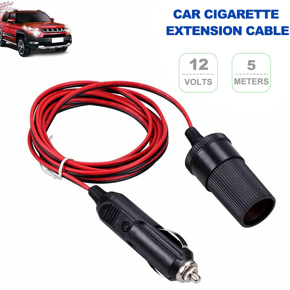 

5M 16ft Car Cigarette Lighter Socket Extension Cable Heavy Duty 12v Built In 5A Fuse 36W Car Power Plug Socket Adapter