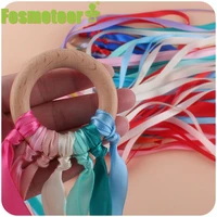 fosmeteor beech wood ribbon ring rainbow hand kite waldorf toys montessori toys baby sensory materials kids molar toy gift