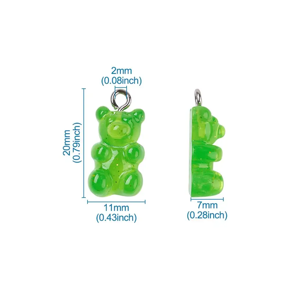 

Translucent Resin Pendants Bear with Plated Metal Screw Eye Pin Peg Bails Mixed Color 20x11x7mm Hole: 2mm 32pcs/Set