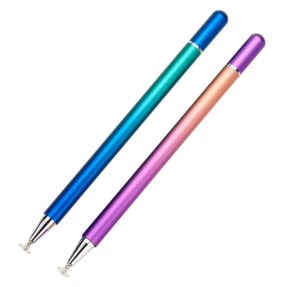 

Gradient Color Stylus Pen For Ios Android Touch Screens Magnetic Cap Clear Disc Capacitive Pencil With Built-In Replacement Tip