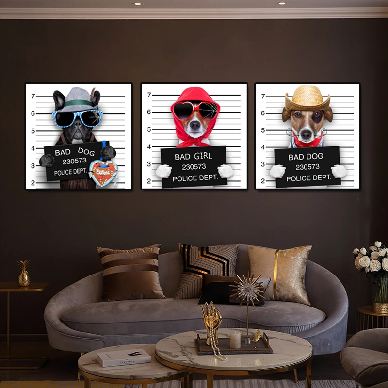 Холст животные Постер и принты тюрьма плохая собака картинки современное