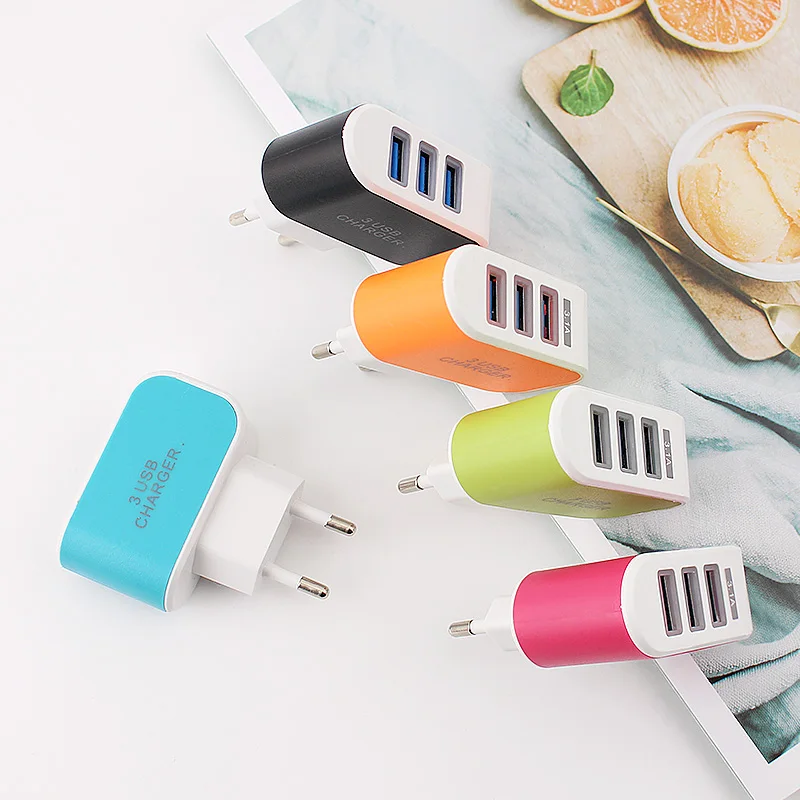 USB-адаптер переменного тока 220 В постоянного 5 1 А 3 USB-порта быстрое зарядное