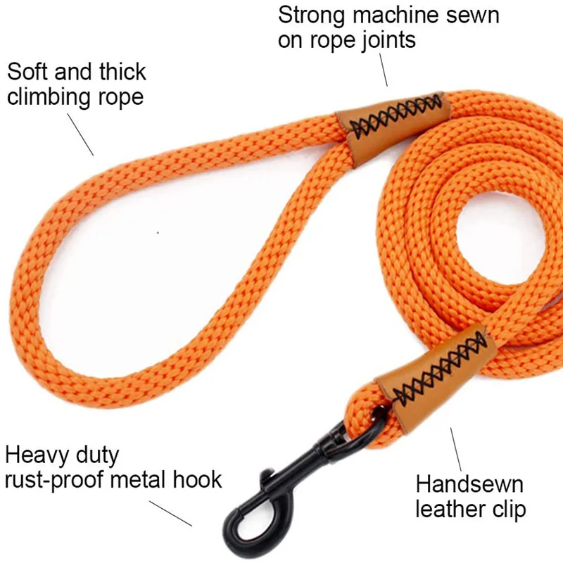 Кожаный поводок для собак Премиум-класса 6 футов прочная веревка кожаная ручка