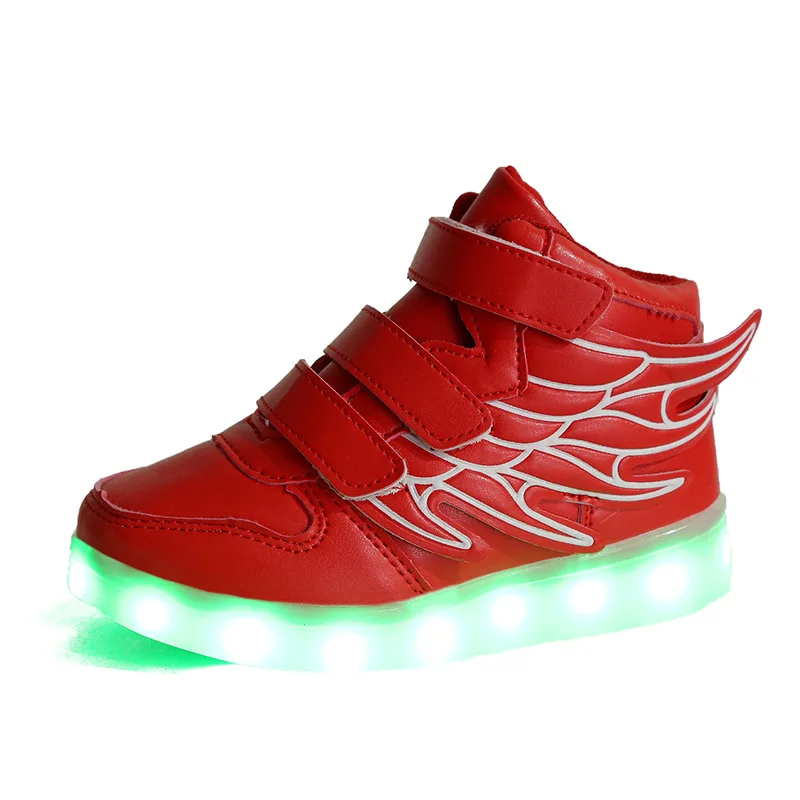 

Children's Luminous Shoes Boys Sports Board Shoes Light up Shoes USB Charging Wings Led Girls Flash Colorful Luminous Shoes