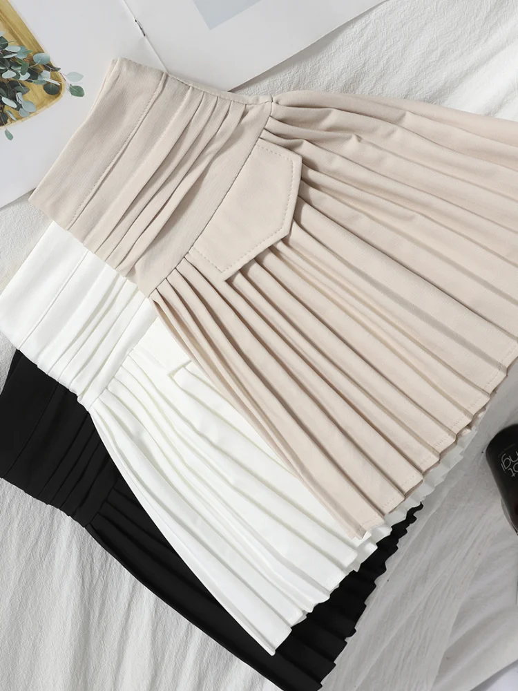 

Summer Skirts Women Goth Mini Skirt Female Punk Style Ladies Summer Streetwear Black Khaki Pleated Sexy Jupe Femme