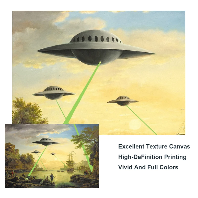 Холст с изображением инопланетянина НЛО вторжения постеры и печать на стене