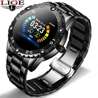 lige new smart watch men ip67 waterproof heart rate fitness tracker pedometer for android ios steel band sports men smart watch