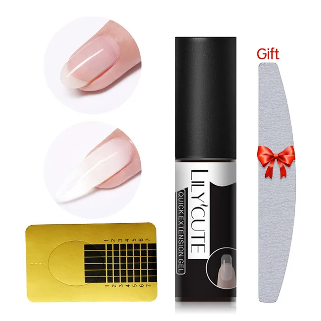 4Pcs 2 LILYCUTE Быстрый полигелевый набор для наращивания ногтей Французский прозрачный дизайн ногтей розовый цвет кончик для ногтей Форма Кристалл УФ гель для ногтей набор - Цвет: 4Pcs 2