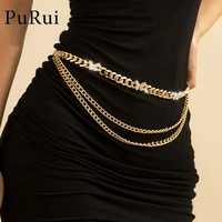purui gold color sequins waist chain belt for women sexy bikini beach belly chain simple multilayer body chain jewelry
