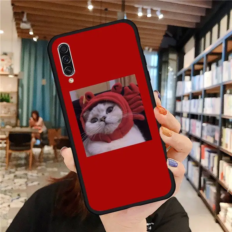 

Cute cat simple stickers Phone Case For Samsung A20 A30 30s A40 A7 2018 J2 J7 prime J4 Plus S5 Note 9 10 Plus