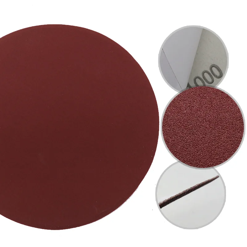 5Pcs 5 Inch Adhesive Red Sand Dry Grinding 125mm Viscose Sandpaper Wood Metal Polishing | Инструменты