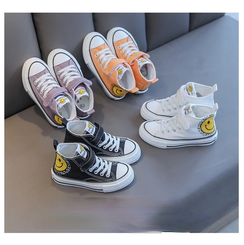 

Children's Canvas Shoes Boys Comfortable Casual Vulcanized Shoes High-top Shoes Girls Fashion Sneakers Girl Cartoon Sneaker