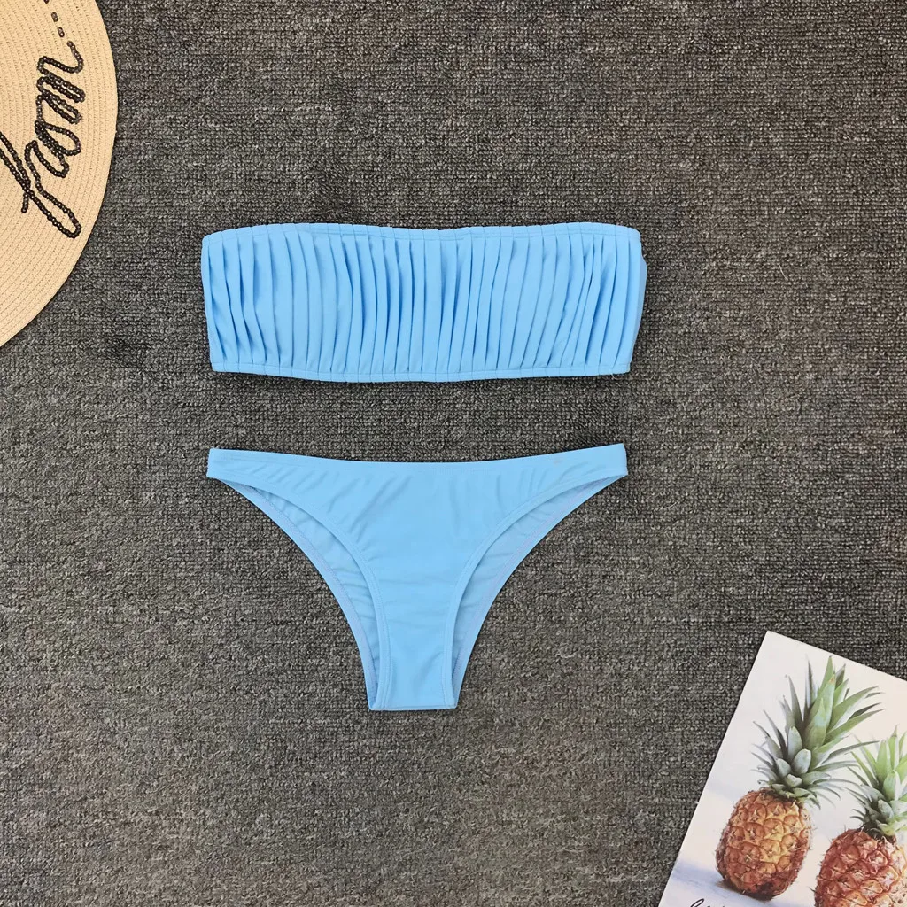 Женский купальник с чашечками пуш-ап и мягкими пляжный комплект бикини Пляжное