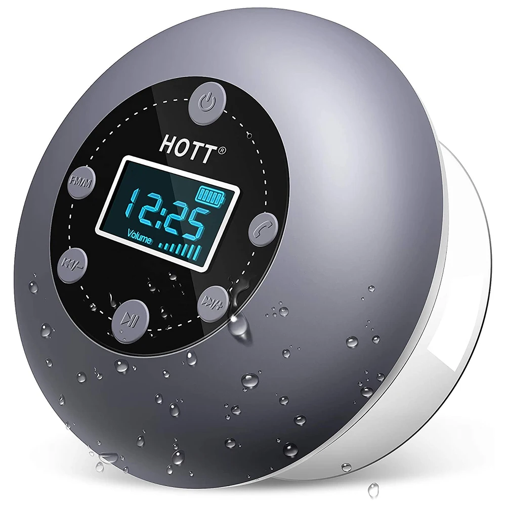 Shower Radio Bluetooth Speaker Waterproof Portable Bathroom Shower Speaker With Microphone FM LCD Display