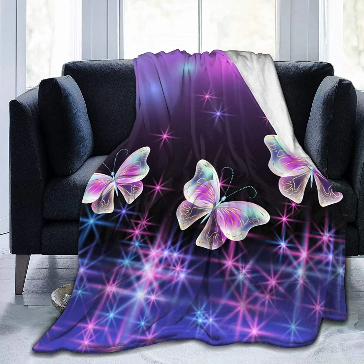 

Мягкое одеяло Puple с бабочками, всесезонное микро плюшевое теплое одеяло, легкое Фланелевое Флисовое одеяло