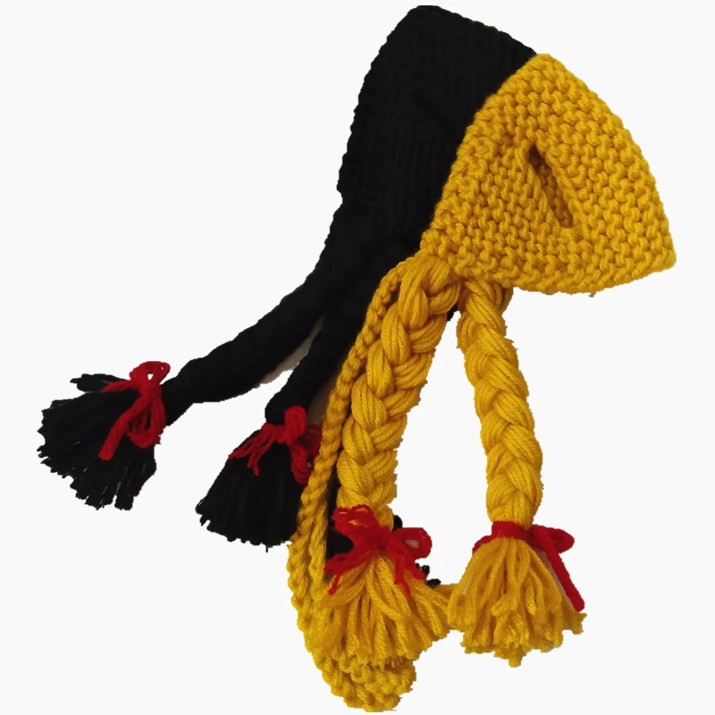 

Pet Cat Double Twist Braid Style Cross Dressing Hat Wig Handmade Knitting Wool Lovely Wig Makeover Props Pet Supplies ZA449