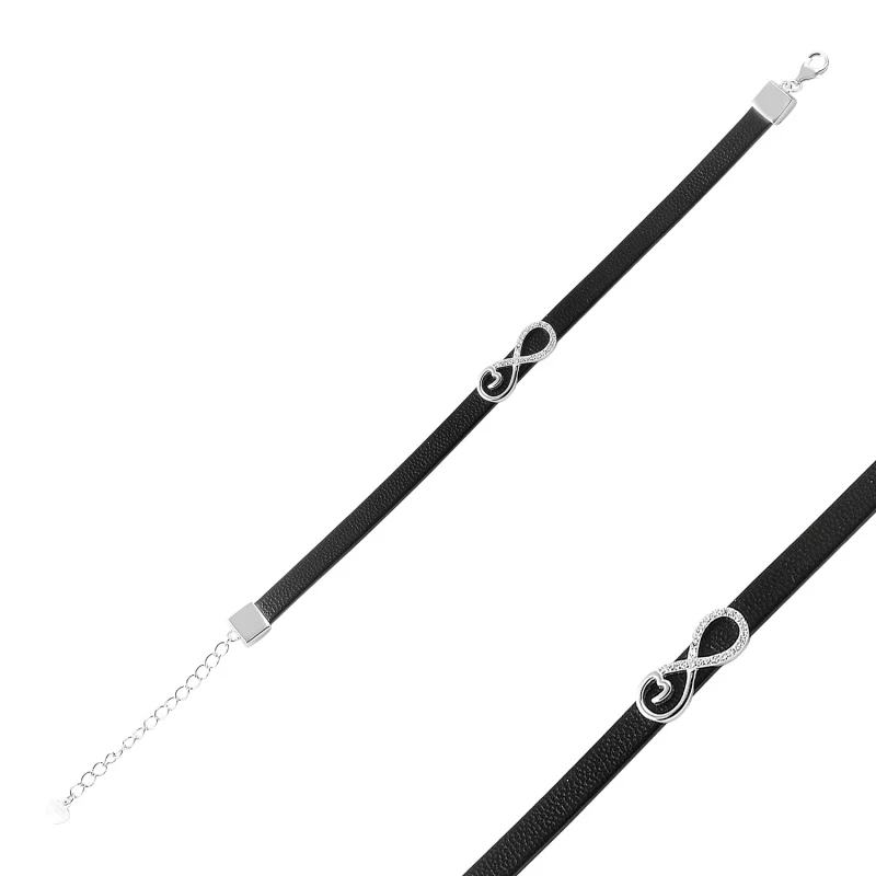 

Silverlina рафинированного серебра циркона кубический цирконий кожаный браслет «бесконечность»