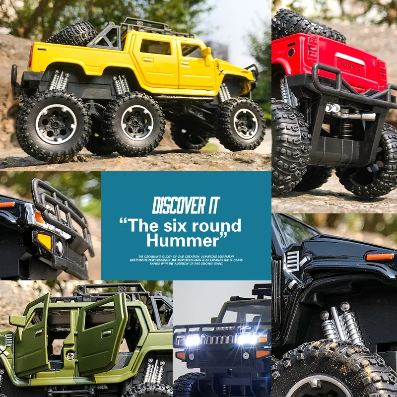 

Cross country Hummer pick-up truck Alloy Car Model Pull Back Vehicle Model Collection Sound&Light boys toys For Children
