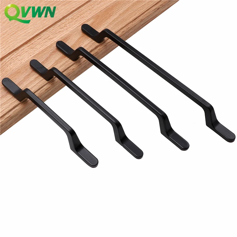 Европейская однотонная черная ручка QVWN Простые Длинные ручки дверные для шкафа