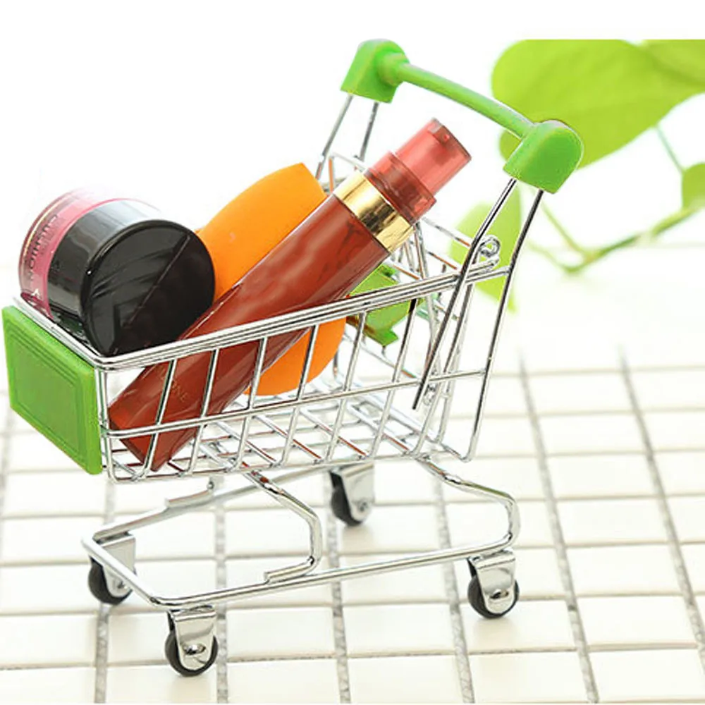 Dressing Puff Storage Basket Mini Shopping Cart Layer Kids Toy Creative Desktop Shelves Rack | Дом и сад