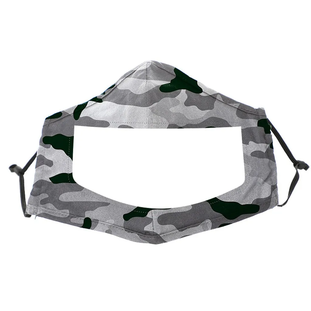 

Universal Camouflage Print Adult Mask With Clear Window Visible Expression Face Cover For Deaf Mute People Mascarillas