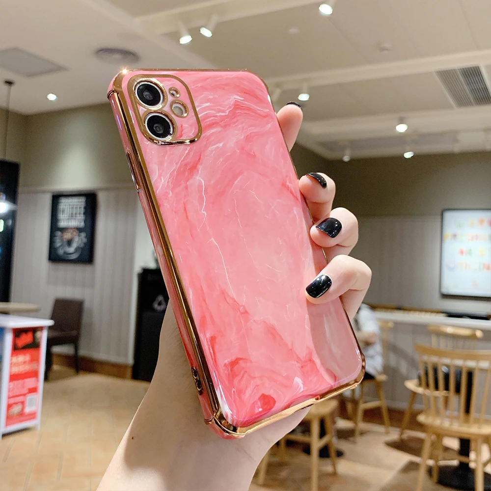 Чехол для iphone 11 Pro Max X XR XS 8 7 6 6s plus ТПУ мраморный гальванический позолоченный |