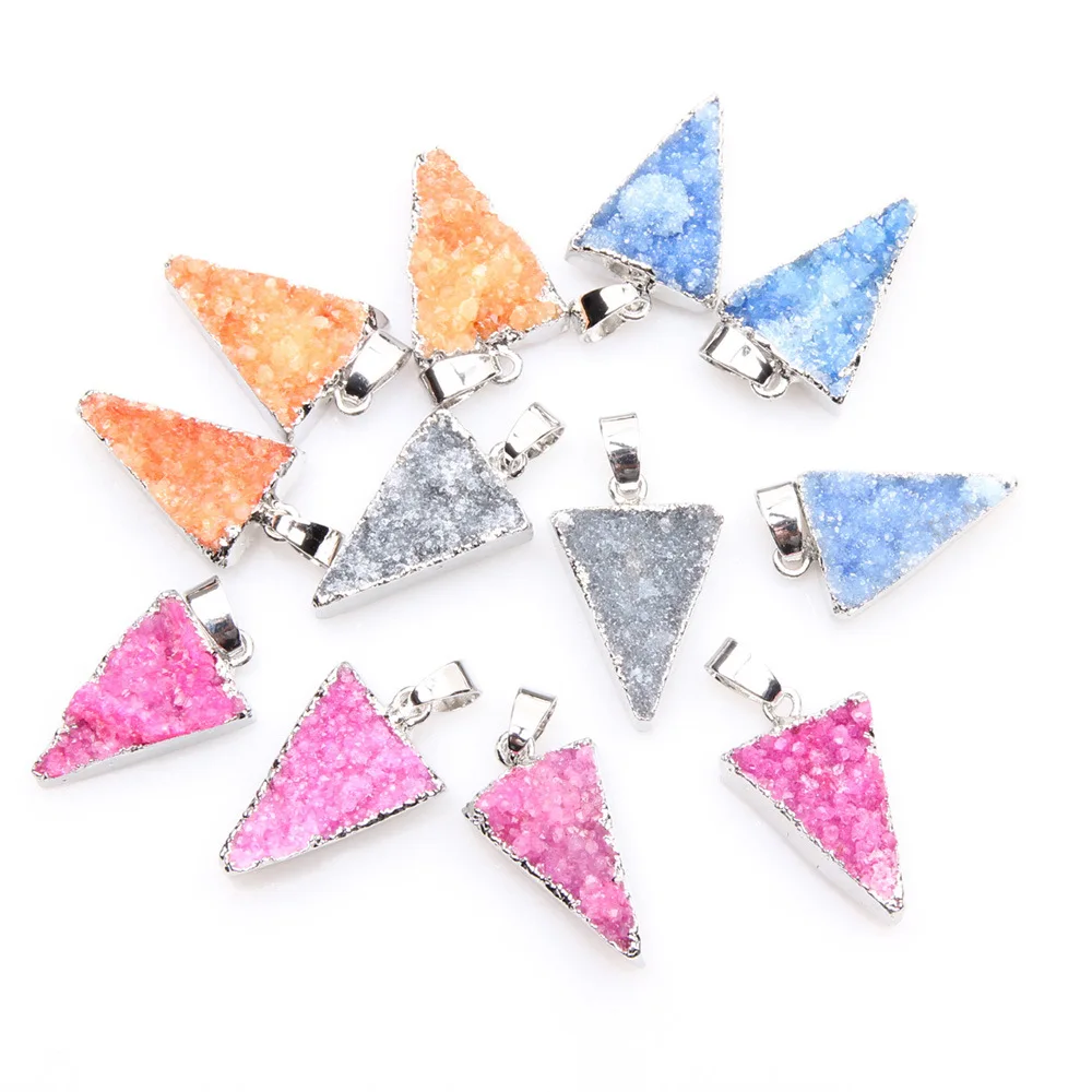 Модный кулон из натурального камня Женский кристаллический треугольный