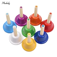 muslady 8pcs colorful handbell 8 note diatonic metal hand bells set tinkle bells percussion instrument toy for kids children