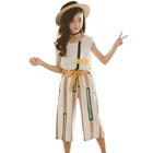 Спортивный костюм для девочек, Летний жилет в полоску + короткие спортивные костюмы для девочек, спортивный костюм с ремнем в стиле пэчворк