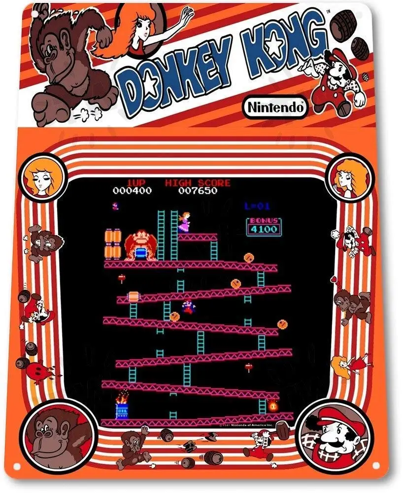 

Жестяной знак A329 Donkey Kong, аркадная игровая маркировка, ретро аркадная металлическая декоративная жестяная вывеска 8x12 дюймов, металлическая ...