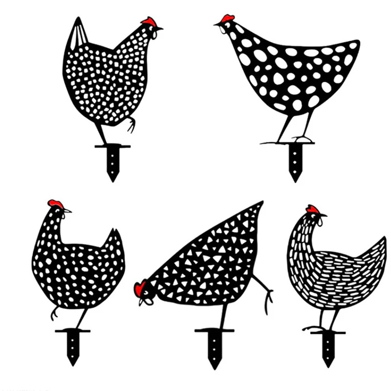 

5pcs Easter Chicken Plastic Hen For Easter Gardening Ornaments Yard Acrylic Art Garden Decoration