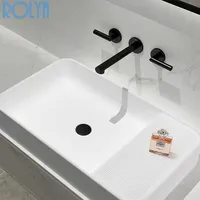 High-end Design Basin Faucet Bath Mixer Bathroom Sink Tap Wall Mount Brass Matte Black Bathroom Faucet Basin Mixer Tap