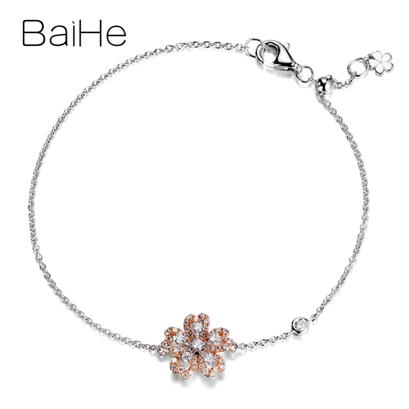 BAIHE Solid 18K розовое + белое золото всего 0 30 карат натуральные бриллианты ювелирные