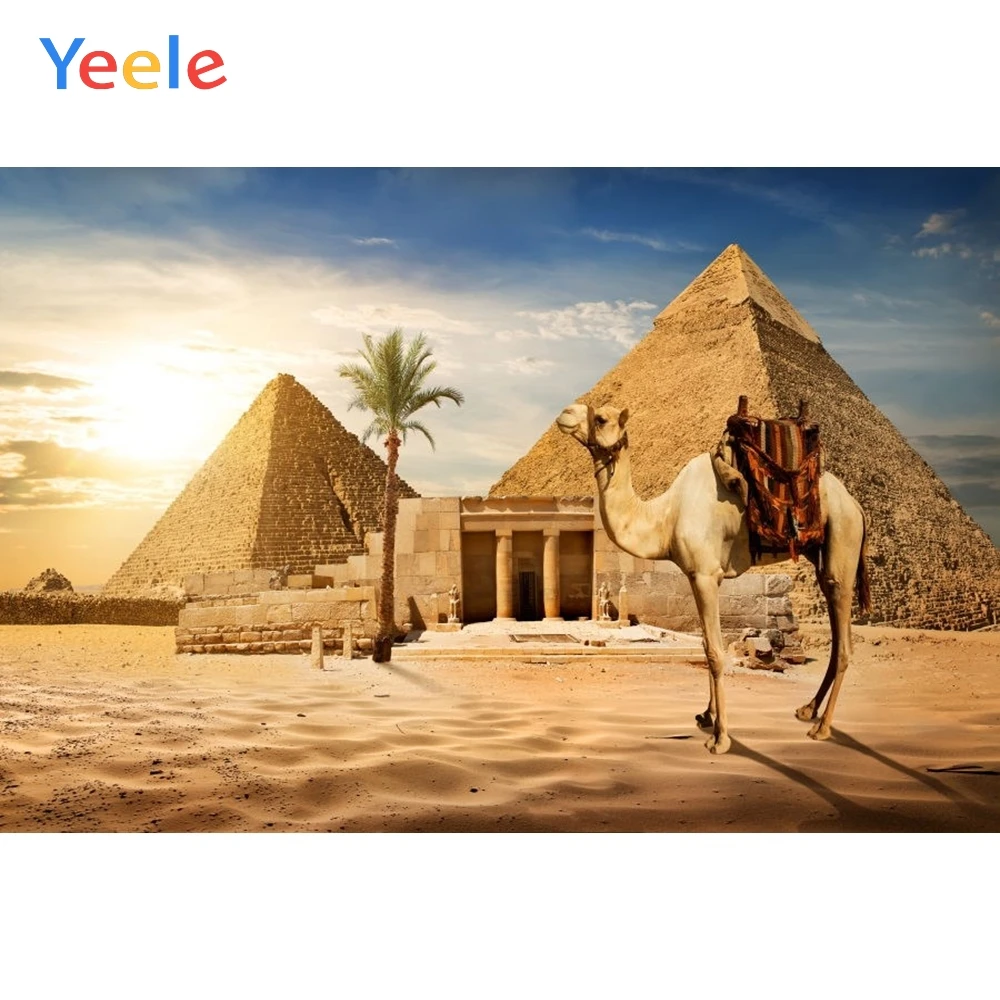 Египетские пирамиды Yeele верблюд пустыня природный пейзаж фоны для фотосъемки