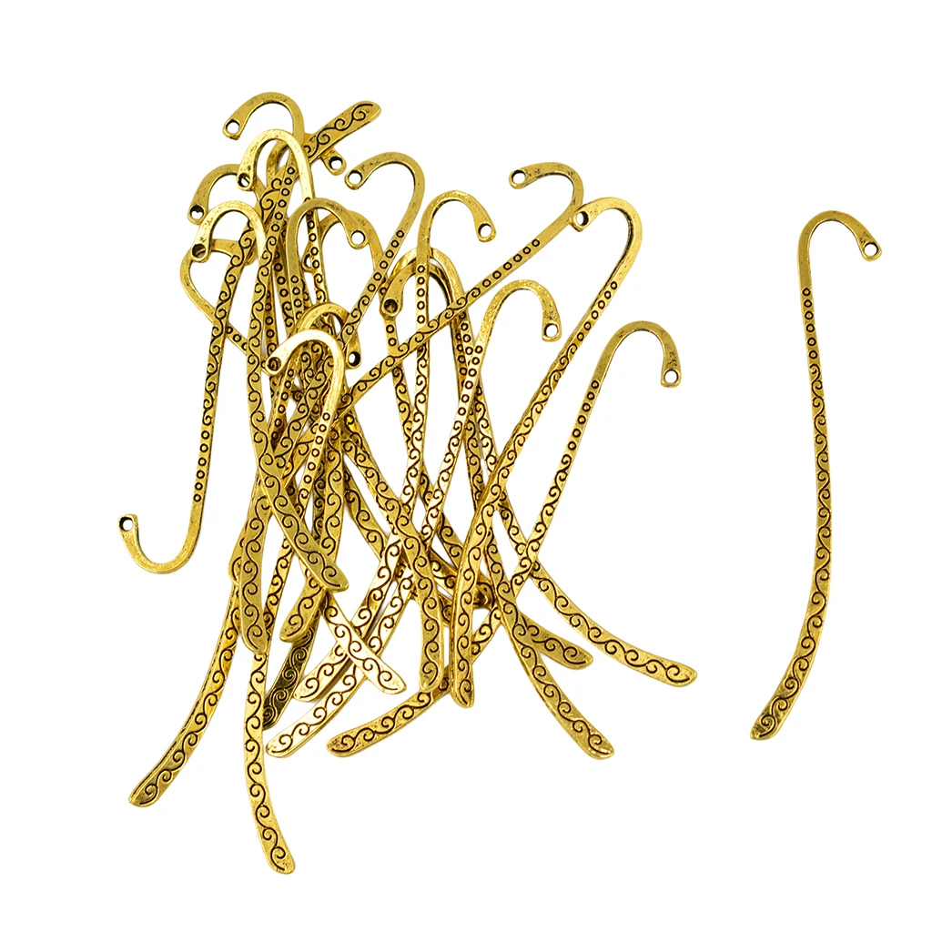 

20Pcs Tibetan Silver Beading Line Pattern Bookmarks With Hoop DIY Jewelry Making Wedding Favor Gift