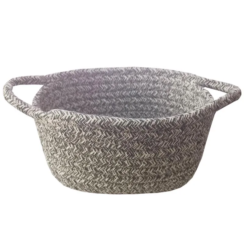 dark grey Хлопковая корзина для хранения веревки тканая детская Прачечная корзины для подгузников игрушка для декора дома - Цвет: dark grey