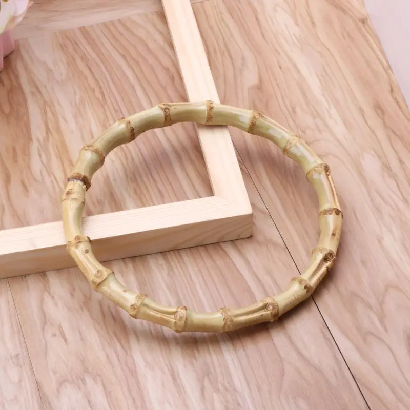 

1 x круглые бамбуковые сумки ручки для Сумочка ручной работы DIY сумки аксессуары хорошее качество 13x13cm