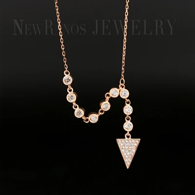 Женское треугольное ожерелье Newranos, серебряное ожерелье из серебра 925 пробы с кубическими цирконами, модное ювелирное изделие NSS003