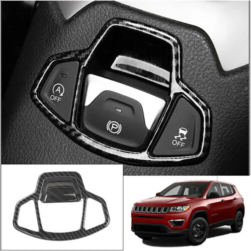 

Accessories Button Cover Carbon Fiber Electronic Handbrake Trim Practical
