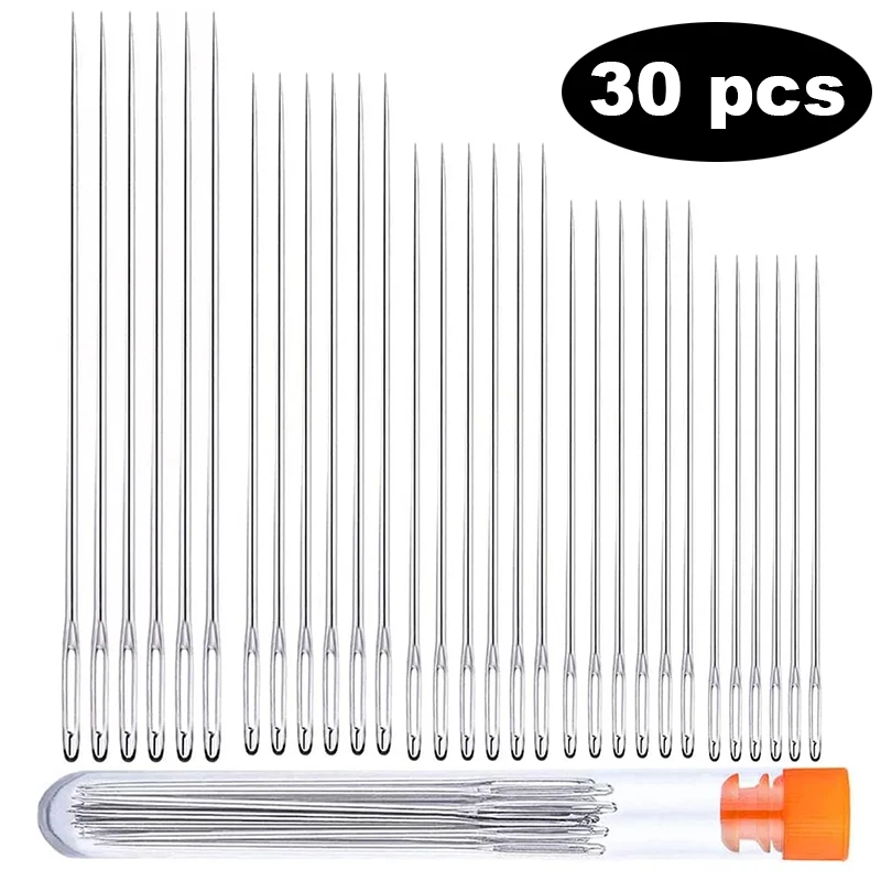 Nonvor 30 шт большие иглы для шитья глаз 5 размеров швейные из нержавеющей стали крафт