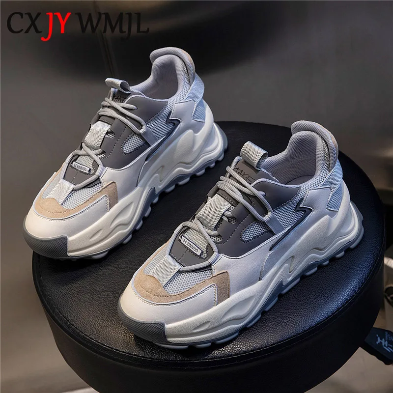 

Кроссовки CXJYWMJL женские из натуральной кожи, на платформе, Вулканизированная подошва, массивные, повседневная обувь на весну